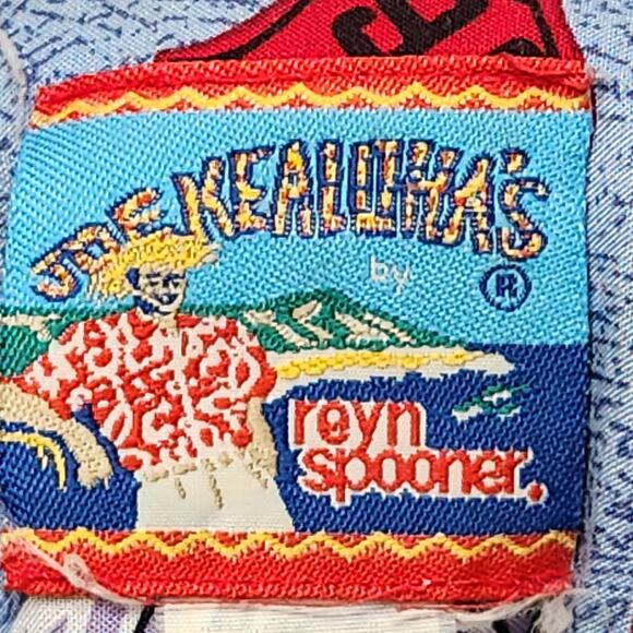 REYN SPOONER Hawaiian Shirt Mens Large Blue Classic Cars The Wonder Gas Route 66 - Picture 9 of 14